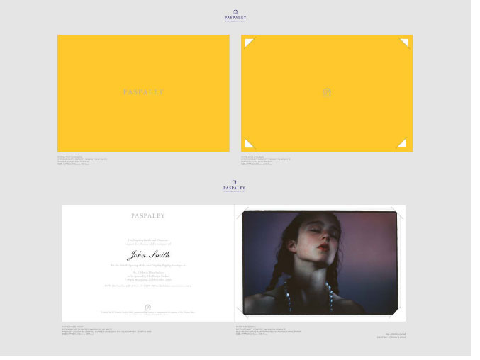 PASPALEY – THE INVITATION. The invite was very important to the client, printed on very beautiful stock, large format, the inside revealed a commissioned image by Bill Henson that could be removed from the invitation and displayed separately.