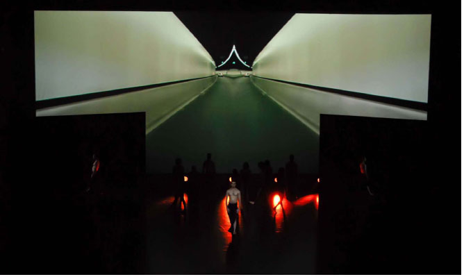 SYDNEY DANCE COMPANY – 360. These images are of the 2008 Sydney production of 360,a new work created from scratch in seven weeks Choreographed by Rafael Bonachela for which I designed the costumes, set and large scale video images.