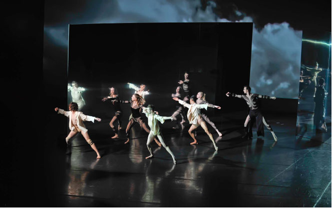 SYDNEY DANCE COMPANY – 360. These images are of the 2008 Sydney production of 360,a new work created from scratch in seven weeks Choreographed by Rafael Bonachela for which I designed the costumes, set and large scale video images.