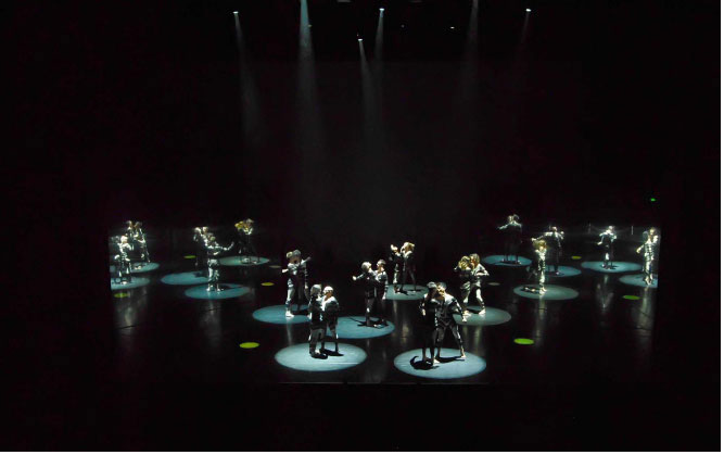 SYDNEY DANCE COMPANY – 360. These images are of the 2008 Sydney production of 360,a new work created from scratch in seven weeks Choreographed by Rafael Bonachela for which I designed the costumes, set and large scale video images.